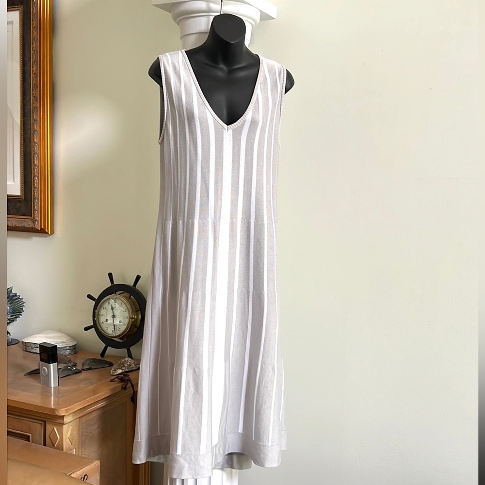 Neera Gray and White Maxi Dress